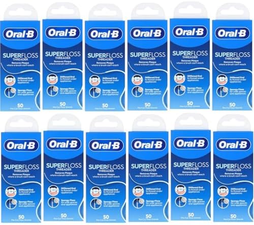 Oral-B Super Floss Pre-Cut Mint Strands,Threaders 50 Count per Pack, Pack of 12 image 5