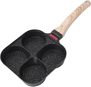 Sartén antiadherente para 4 tazas, diseño perfecto para cocinar múltiples artículos de desayuno a la vez (cuatro agujeros negros)