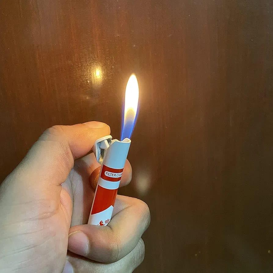 Alkey Stylish Cigarette Shaped Lighter with Cool Design Round Shape Lighter for Cigarette Metal Premium Refillable Classic Pocket Lighter (Marl Multicolor)