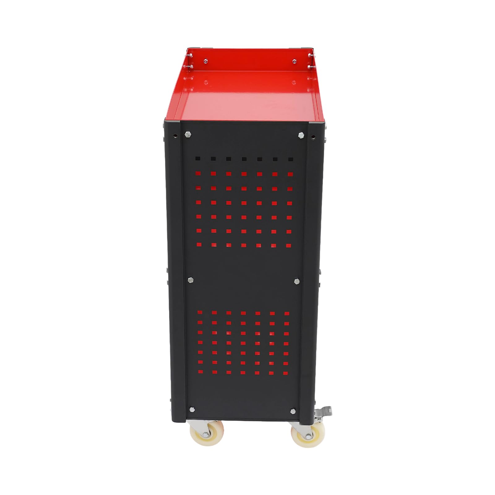 Carrello portautensili a 3 livelli in acciaio con ruote e parete forata | 3 ripiani, 4 ruote, 2 freni di stazionamento, maniglia laterale, 86,95 x 39 x 98,75 cm, officina, garage, magazzino