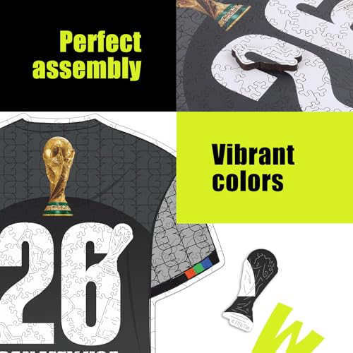 Image of Official FIFA World Cup 2026 FWC 26 T-Shirt Puzzles for Adults, 200 Pieces Football Merchandise Wooden Puzzles, Unique Soccer Gifts for Fans, Collectors Puzzle Sports Souvenirs | Wooden Jigsaw Puzzle
