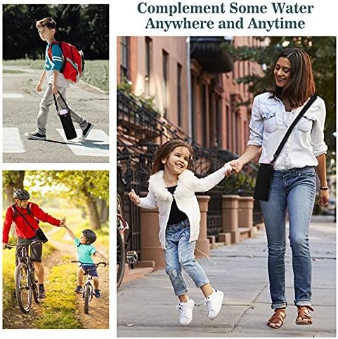 Nuovoware Water Bottle Carrier Bag, Premium Neoprene Portable Insulated Water bottle Sling Holder Bag 750ML with Adjustable Shoulder Strap for Men Women Kids Hiking, Sling Bottle Bag Case, Black