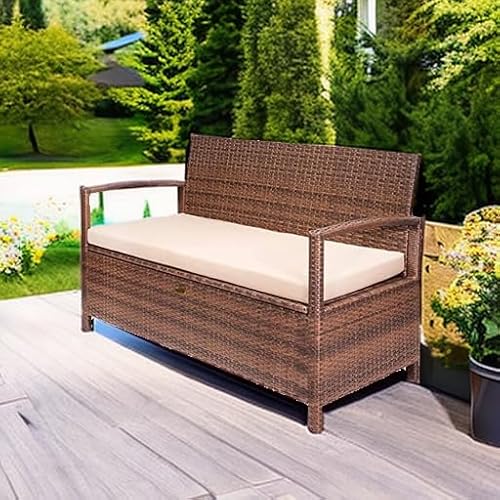 Barton Deck Box w/Seat Cushion Outdoor Patio Storage Bench Shed Cabinet Container Furniture Pools Yard Tools Porch Backyard - Thumbnail 2