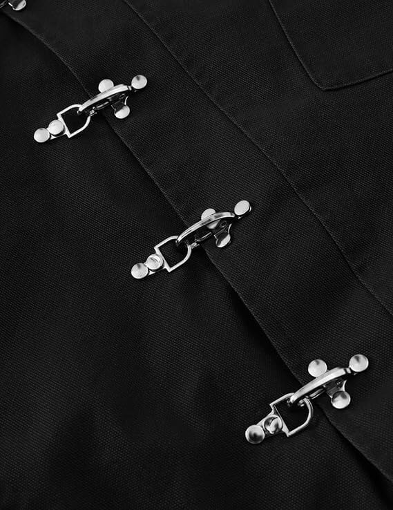 Vamtac Mens Lightweight Jacket Collar Jackets Metal Button Vintage Slant Placket Coats With Pockets - Image 4