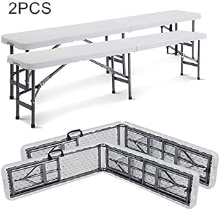Todeco 2 Pcs Folding Bench, 6' Portable Dining Seat for Indoor, Outdoor, Picnics