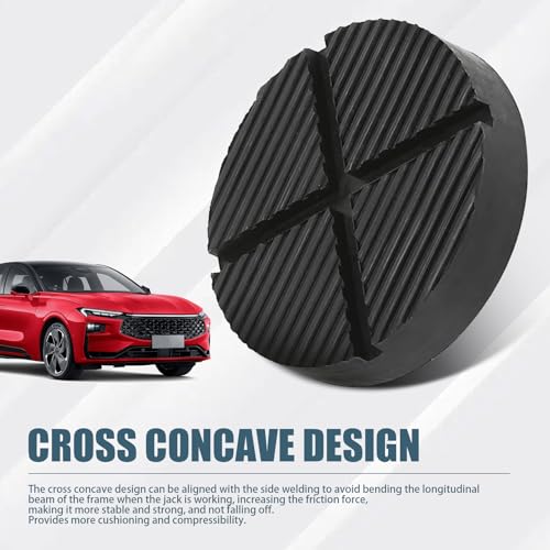 Image of 1 PC Car Floor Jack Support Rubber Block, 4.92 inch Diameter Jack Pad Adapter, Cross Slotted Puck Pinch Weld Side Frame Rail Protector, Universal for Most Cars (Black)