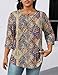 LOMON Plus Size Women Blouses Three Quarter Sleeve Tops Long Sleeve Woman Summer Tops for Women Plus Size Womens Clothing Boho Print 3X