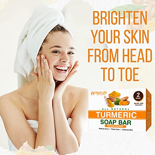 Natural Turmeric Soap Bar For Face & Body – Turmeric Skin Brightening Soap For Dark Spots, Intimate Areas, Underarms – Turmeric Face Wash Reduces Acne, Fades Scars & Cleanses Skin – 5Oz Turmeric Bar Soap For All Skin Types Made In Usa (5 Ounce (Pack Of 2)) #TOP4