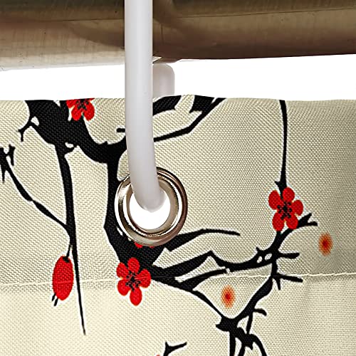 Rideau de douche 165x200cm fleur de prunier polyester imperméable - 3
