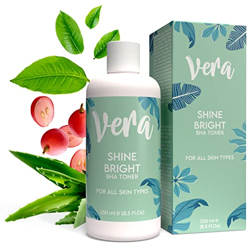 Vera Tonico Facial Piel Grasa y Mixta con Acido Salicilico BHA, Acido Hialuronico y Aloe Vera - Tratamiento Acne Facial con Acido Salicilico Facial - Tonico Piel Grasa con Ácido Salicílico Acné, 250ml