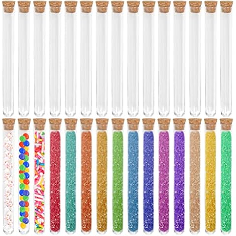 30 Pcs Transparent Test Tube 150 x 16mm Plastic Test Tube with Cork Stopper 20 ml clear Test Tubes Bottle Sealing Candy Storage Container Tube for Wedding Favor DIY Craft Spices Candy Beads Cover