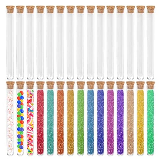30pcs Tubos Ensayo Plástico,Transparentes Probetas Plastico con Tapones Corcho,Tubos de Prueba,Contenedores Muestras Almacenamiento para Decoración de Fiestas,Dulces,20ml