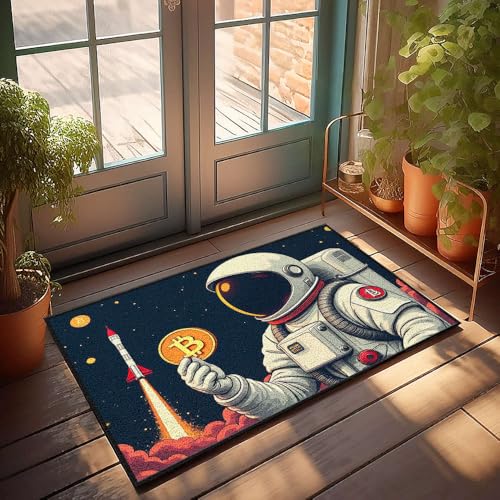Tapis d'extérieur astronaute Bitcoin pour décorer une entrée propre et drôle - 2