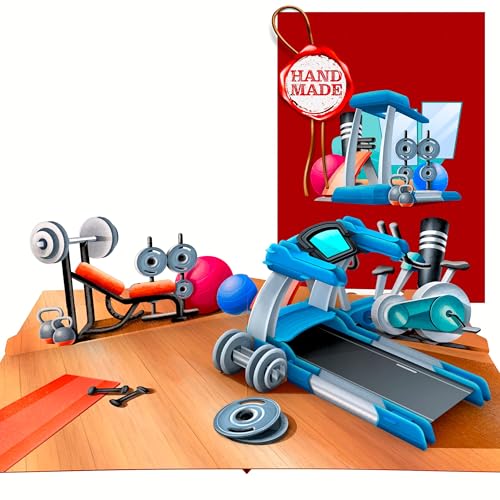 Liebessa - 3D Fitnessstudio Geschenkkarte, ein schönes Geschenk für Sportler, Bodybuilding Grußkarte, Gym Liebhaber Geschenkidee, innovatives Sportler Geschenk