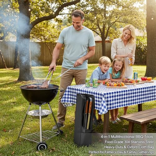 Set de utensilios para parrilla 4 piezas acero inoxidable miniatura 3