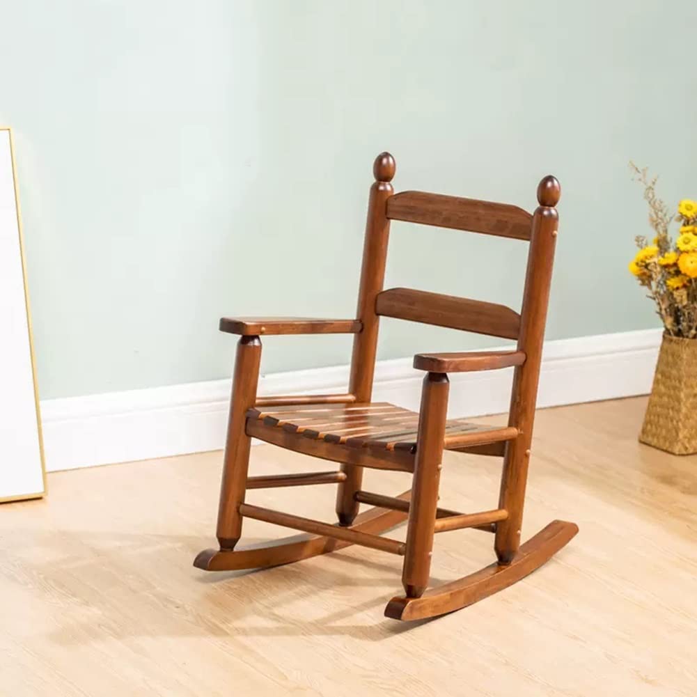 HWF schaukelstuhl Holz Hölzern Kinder Schaukelstuhl für Mädchen Jungen, Kindergarten Kleinkind Schaukelstuhl für 1-8 Jahre alt, Kind Rocker Liege für Innen-Außenterrasse Veranda (Color : Retro)