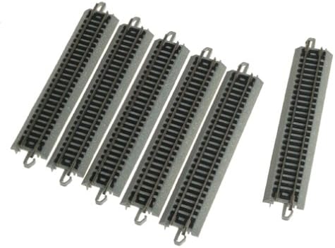 Bachmann Trains - Snap-Fit E-Z TRACK 5” STRAIGHT TRACK (6/card) - NICKEL SILVER Rail With Grey Roadbed - N Scale, 8