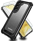 SUPBEC Samsung Galaxy S22 Case, Carbon Fiber Shockproof Protective Cover with Screen Protector [x2]