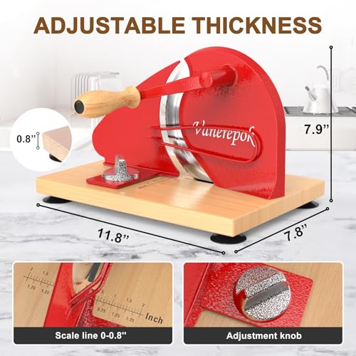 Image of vanerepok Upgrade Manual Bread Slicer for Homemade Sourdough Bread, Classic Hand Crank Home Bread Slicer With Scale Line and Steel Fence, Sharp Blade, Adjustable Width for Homemade & Commercial Use