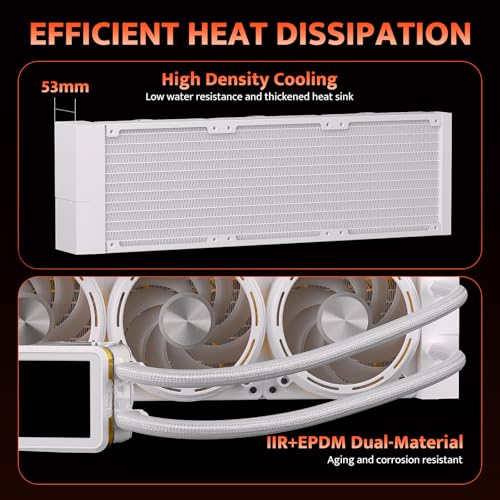 Image of darkFlash DE360 All-in-one Liquid CPU Cooler, 2.88 inch LCD Screen with 480 * 480 Resolution, ARGB Sync, PWM Fans 360mm Radiator, CPU PC Aio Cooler Compatible with Intel 1851 /1700, AMD AM4 /AM5 (White)