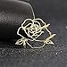 Fashion Elegant Flower Brooches Pins for Women Gold Silver Stainless Steel Rose Brooch Pin Dress Skirt Scarf Hat Pins Clothing Decoration Accessories (Gold 2)
