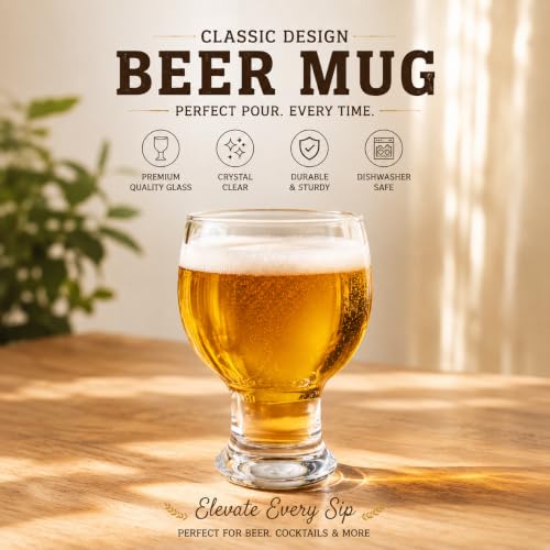 Image of WRINGO Glasses Set of 2, 350ML Glass Mug with Handle, Large Big Heavy Mugs for Freezer, Multipurpose Mugs, Dishwasher & Microwave Safe (BR-12)