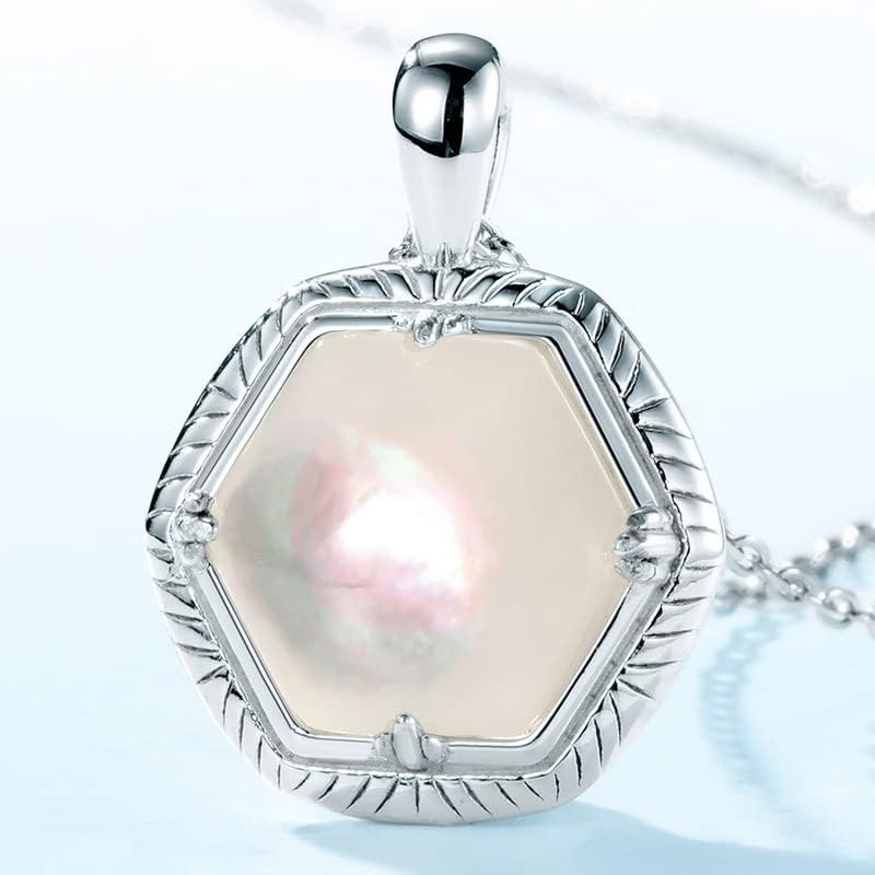 NONNYL White Pearl Shell Necklace for Women - Pendant Necklaces in S925 Sterling Silver Plated 10K Gold, Gifts for Women Girlfriend Wife Her