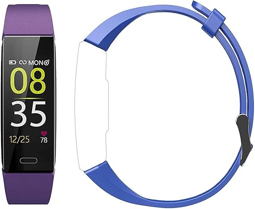 ZURURU Y39 - Paquete de rastreador de fitness morado con una correa de repuesto azul