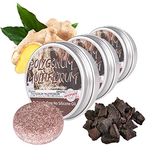 Hira Darkening Shampoo Bar, Organic Hair Darkening Shampoo Bar,Solid Shampoo Bar,He Shou Wu Shampoo Soap for Repair Damaged Hair,oisturize Hair,Promotes Healthy Hair Growth (3Pcs)