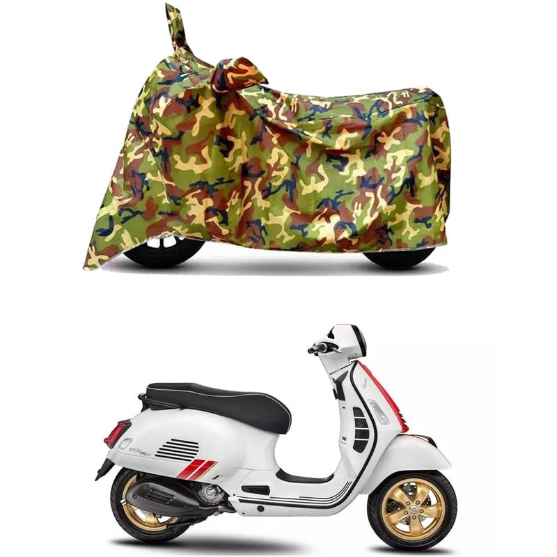 Image of Waterproof 100% PVC Coated Bike Scooty Two Wheeler Body Cover Compatible for Vespa SXL 125 Racing /UV-Rays /Heat Protection /Birds Dropping /Scratchproof /Dust Proof [6X6 Jungle Print]
