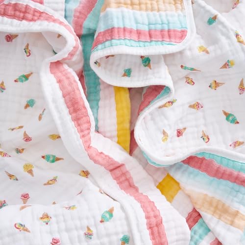 Image of aden + anais Essentials Cotton Muslin Dream Blanket, Perfect for Babies, Infants and Toddlers, Crib Blanket, Nursery Essential, Ice Cream Dreams