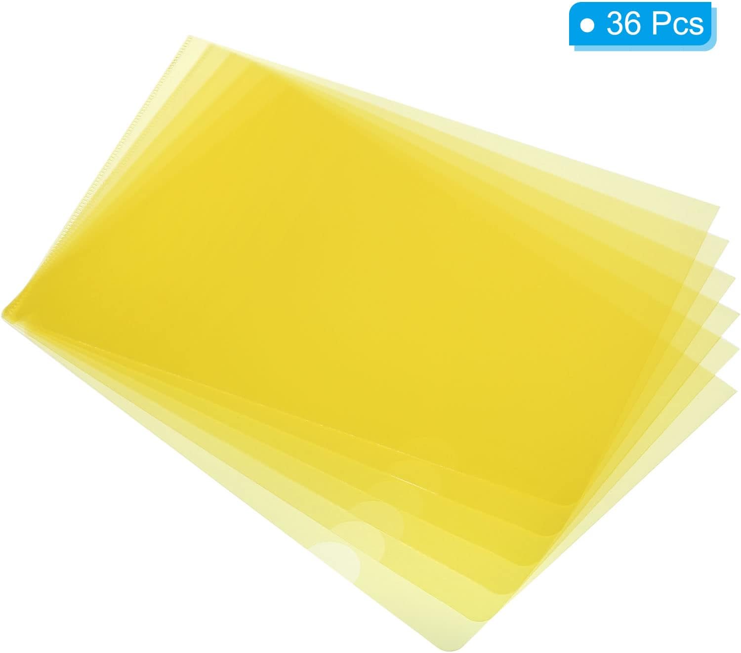 PATIKIL l Type Folders 36 Pack A4 Plastic Clear Document Folder File Jacket Sleeves Project Pockets, Yellow