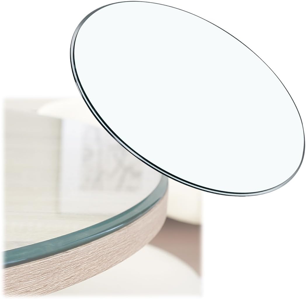 Round Table Top 24 Inch, Tempered Clear Glass Tabletop with 1/4" Thick Beveled Edge, 15 18 20 28 Inch Replacement Glass Table Top for Dining, Coffee, Office, Patio(16inch/42cm)