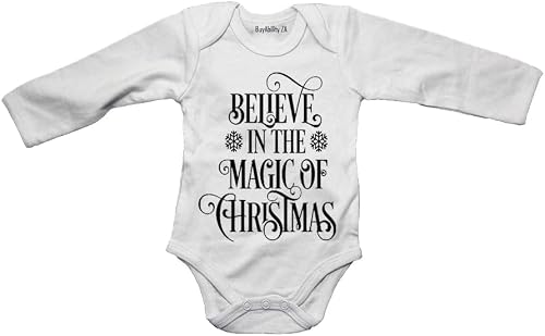 Believe in the Magic of Christmas! - Baby Grow 0-3 months White Long Sleeve