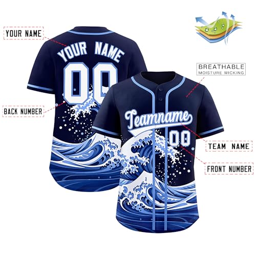 Camisa de beisebol moderna personalizada estampada com número de nome e número esportivo para homens