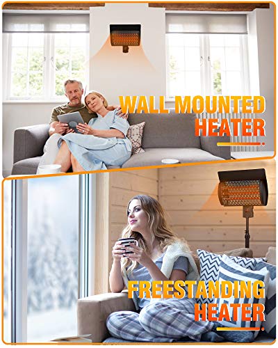 Sunday Living Electric Patio Heater, Outdoor Heater, 1500W Infrared Heater with 3 Power Settings, Digital Panel with 12H Timer, Adjustable Height Space Heater, in/Outdoor, SPH-15NR