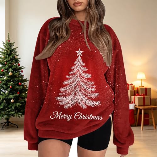 Christmas Sweatshirts for Women Xmas Graphic Flannel Sweatshirt Pullover - image 2