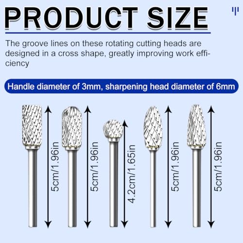 Hartmetall Frässtifte, 10 Stück, Wolfram Hartmetall Rotationsfräser, Metallpolieren, Fräsbohrer Metall, für Holzschneiden, Stahl Gravieren, Schleifen und Metall Polieren, Bohren Tools et