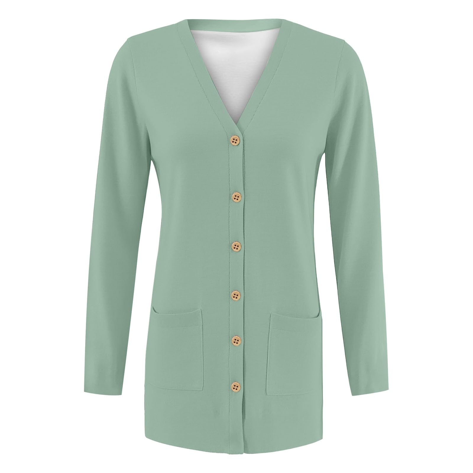 Gilet Femme Chic et Elegant Cardigan Femme Long Leger Veste Mi Saison Printemps Ete Manches Longues Col V Boutons avec Poche Fluide Doux Quotidien Casual Grande Taille