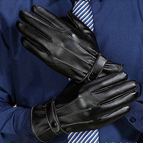 GOODBUY Men's Leather Touchscreen Gloves for Winter Bike Motorbike Cycling