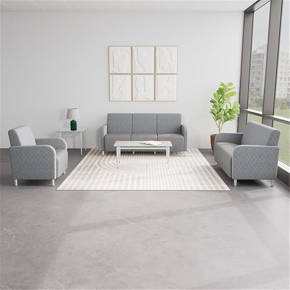 Siena 2-Seat Lounge Reception Waiting Tandem Seating/Brushed Steel Legs/Blue