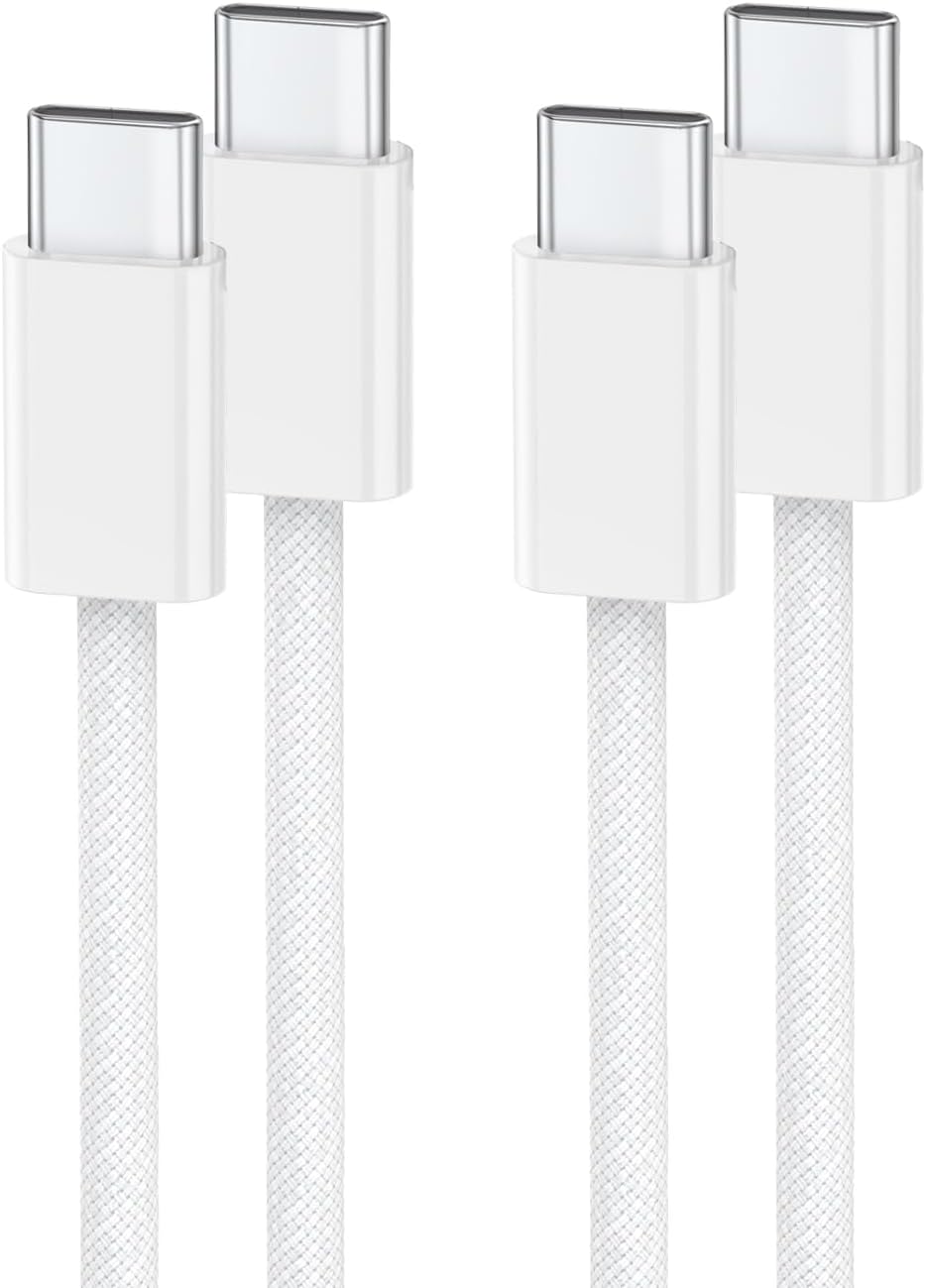 iPhone 15 Charger Cable 60W, USB C to USB C Fast Charging Cable Braided [2-Pack/2M] for iPhone 17,17 Pro 17 Air ,16, 15,Pro/Max,iPad,iPad Pro,iPad Air,iPad Mini,MacBook Air,MacBook Pro,Type C Cable