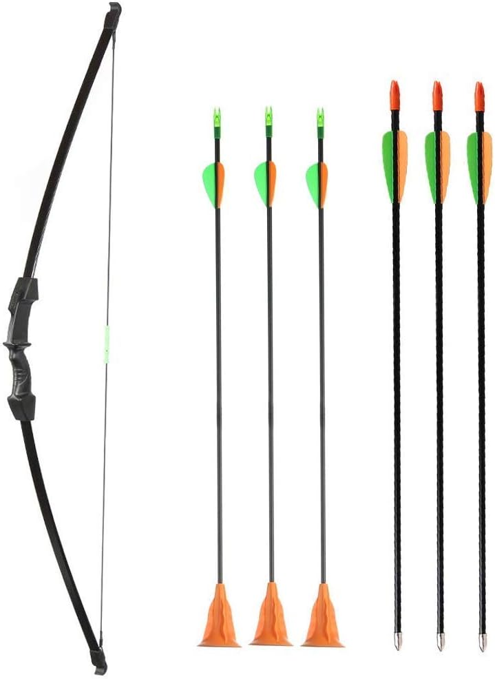 Huntingdoor Youth Bow Set Archery Bow and Arrow for Kids 45" 15lb Takedown Recurve Bow with 3 Fiberglass Target Arrows and 3 Suction Cup Arrows LH RH Youth Beginners Kids Teenagers
