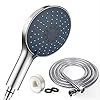 Duschkopf, NEUFLY Handbrause gross duschkopf mit Edelstahl schlauch wassersparend Druckerhöhend Brausekopf Chrom Universal Duschbrause – 7 Modi Dusche