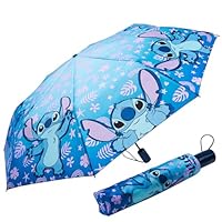 Disney Automatic Umbrella for Adults Teens Kids - Folding Telescopic Umbrella Lightweight Travel School Work - Stitch Gifts