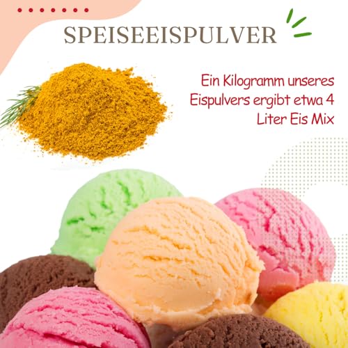 Gino Gelati Karamell Eis Speiseeis Pulver, verschiedene Sorten, Softeispulver, Natürliche Farbstoffe, Softeis selbst machen, einfache Zubereitung, Made in Germany (10 Kg, Karamell) – Bild 4