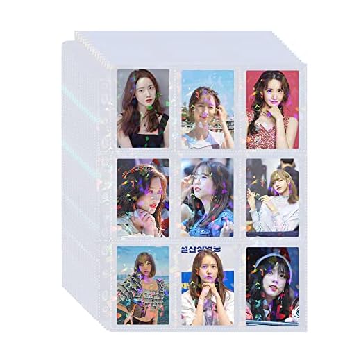50 Packs Holographic 9 Pocket Trading Card Pages for Pokemon Card, Yugioh & MTG, Baseball Card Sleeves Fit 3 Ring Binder, Ideal Use to Kpop Photocard Sleeves
