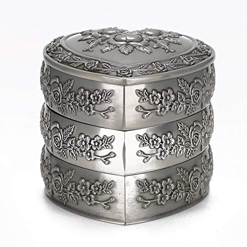 Preisvergleich Produktbild Zerone Jewelry Box, Haushalt Europäischen Stil Retro Dekorative herzförmige Schmuckschatulle Schmuck Container(3 Layers)