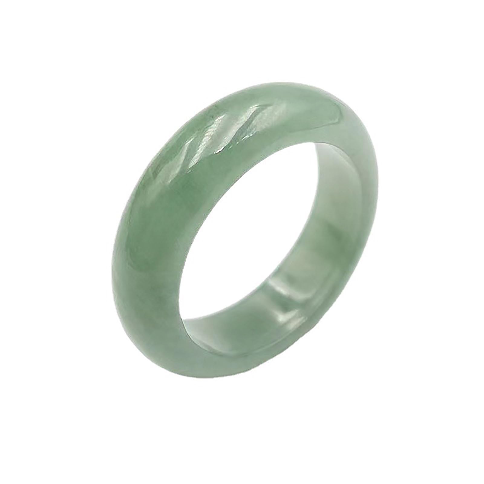 Liuhaotong Women's Silver Natural Jade Real Jadeite Ring Good Luck Jade Jewelry Band Ring Fengshui Jewelry Jade Gemstone Gift For Men Unisex With Gift Box