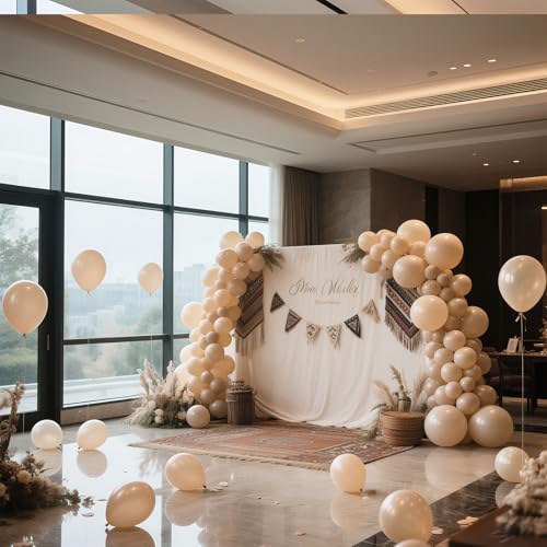 Image of Cream Balloons 10 Pack 36 inch Latex Party Neutral Round Beige Sand White Balloons for Birthday Wedding Baby Shower Gender Reveal Party Decoration